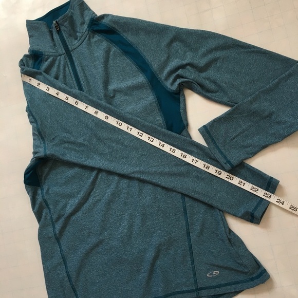 Champion Duo Dry  1/4 Zip Long Sleeve Grayish Green Blue  Activewear Top Size XS - Picture 9 of 16